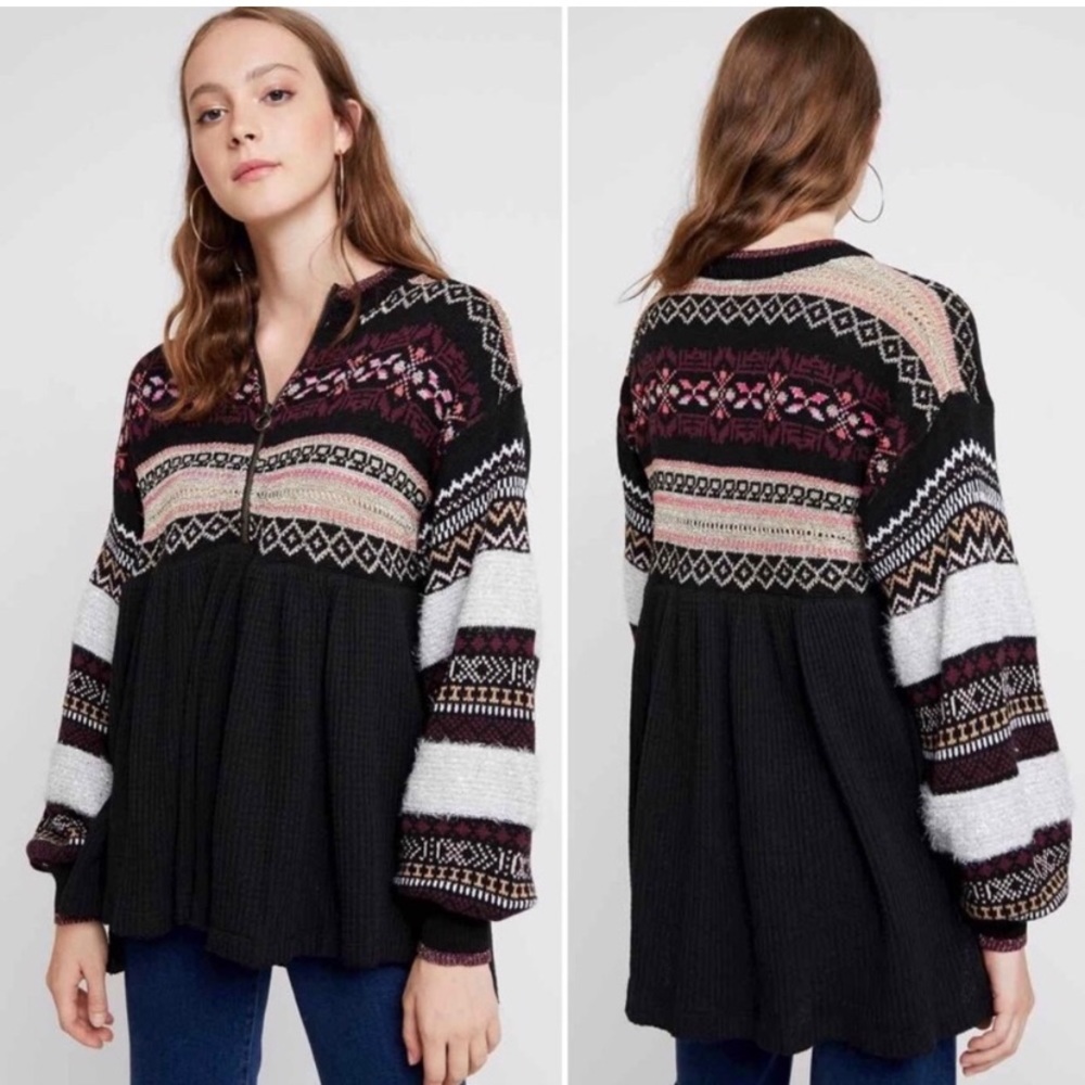 Free people Cabin Fever Sparkly Babydoll Sweater